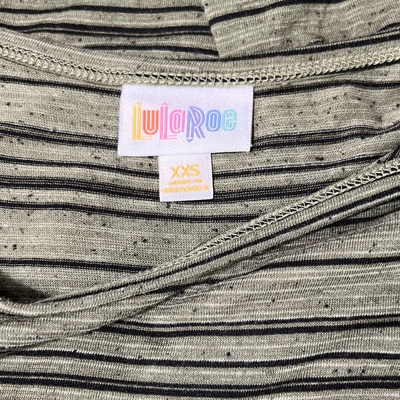 LulaRoe XXS Army Green Stripe Carly Swing Dress - Picture 4 of 6